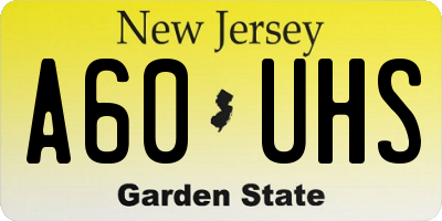 NJ license plate A60UHS