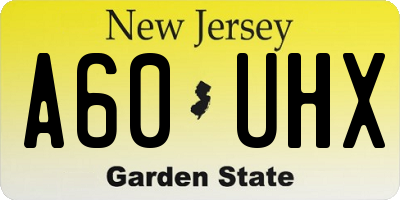 NJ license plate A60UHX