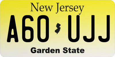 NJ license plate A60UJJ