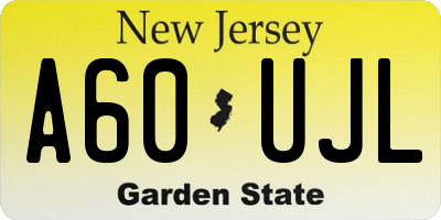 NJ license plate A60UJL