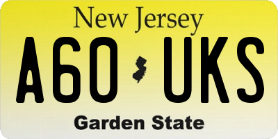 NJ license plate A60UKS