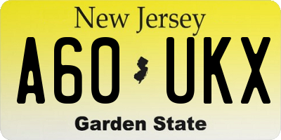 NJ license plate A60UKX