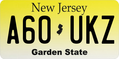 NJ license plate A60UKZ
