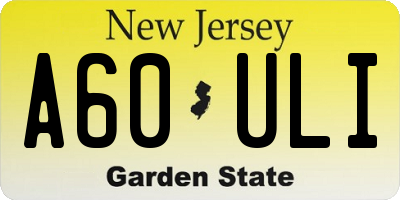 NJ license plate A60ULI