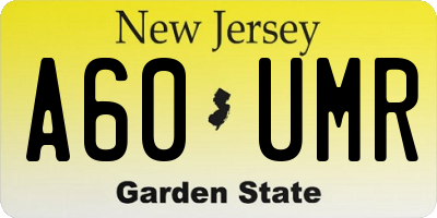 NJ license plate A60UMR