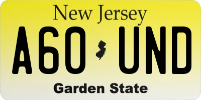 NJ license plate A60UND