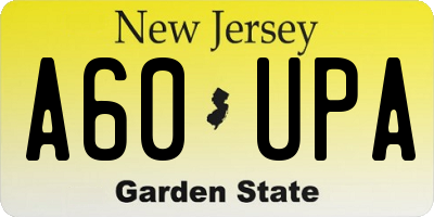 NJ license plate A60UPA
