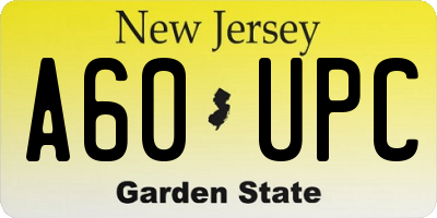 NJ license plate A60UPC