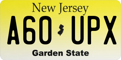 NJ license plate A60UPX