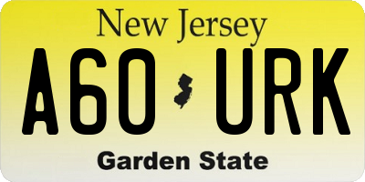 NJ license plate A60URK