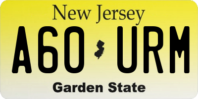 NJ license plate A60URM