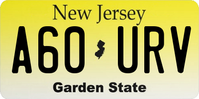 NJ license plate A60URV