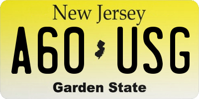 NJ license plate A60USG