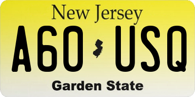 NJ license plate A60USQ
