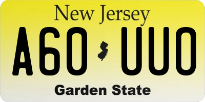 NJ license plate A60UUO
