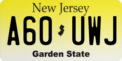 NJ license plate A60UWJ