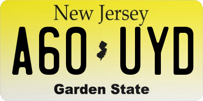 NJ license plate A60UYD