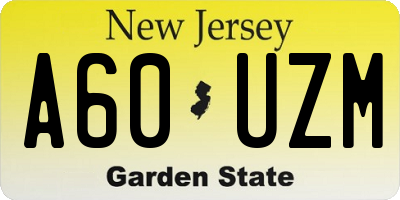 NJ license plate A60UZM