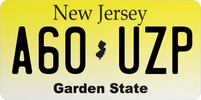 NJ license plate A60UZP