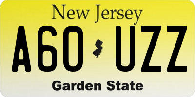 NJ license plate A60UZZ