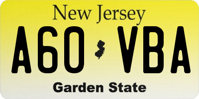 NJ license plate A60VBA