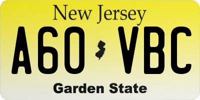 NJ license plate A60VBC