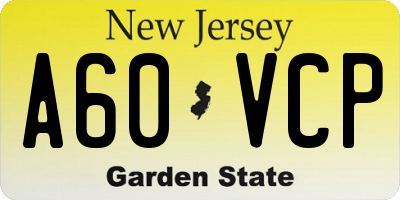 NJ license plate A60VCP