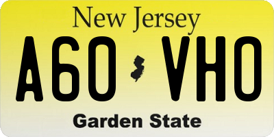 NJ license plate A60VHO