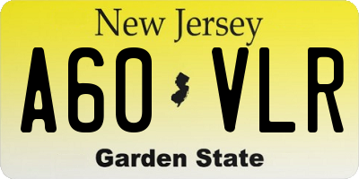 NJ license plate A60VLR