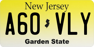 NJ license plate A60VLY