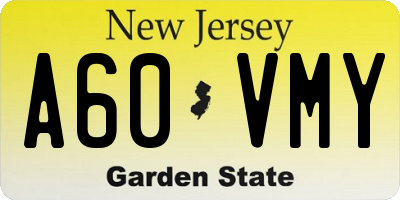 NJ license plate A60VMY