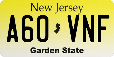 NJ license plate A60VNF