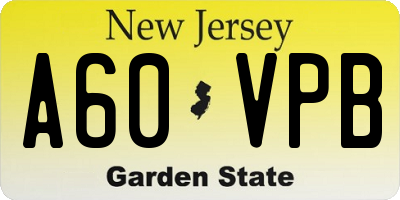 NJ license plate A60VPB