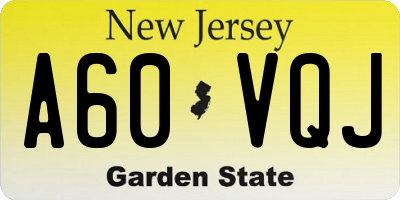 NJ license plate A60VQJ