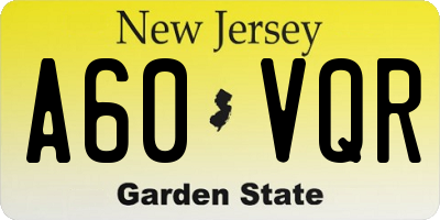NJ license plate A60VQR