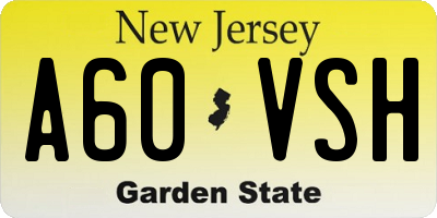 NJ license plate A60VSH