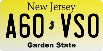 NJ license plate A60VSO