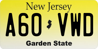 NJ license plate A60VWD