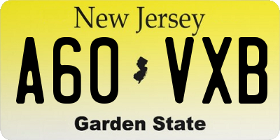 NJ license plate A60VXB