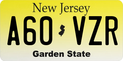 NJ license plate A60VZR