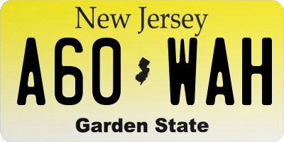 NJ license plate A60WAH