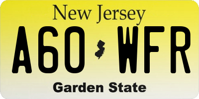 NJ license plate A60WFR