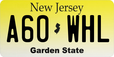 NJ license plate A60WHL