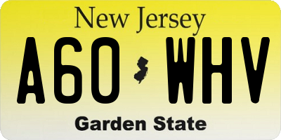NJ license plate A60WHV