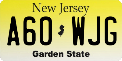 NJ license plate A60WJG