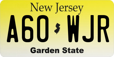 NJ license plate A60WJR