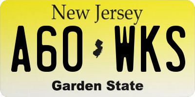 NJ license plate A60WKS