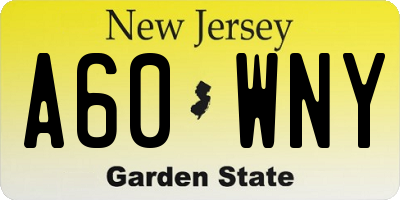 NJ license plate A60WNY