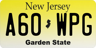 NJ license plate A60WPG