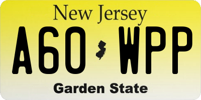NJ license plate A60WPP